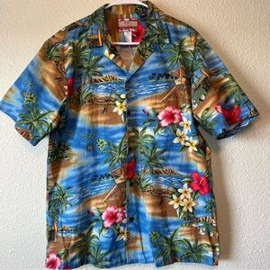 RJC Made in Hawaii, USA Hawaiian Shirt Hibiscus Mens Size L Short Sleeve Button